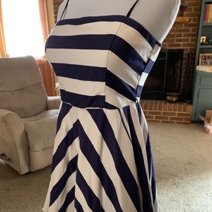 Blue and white striped dress